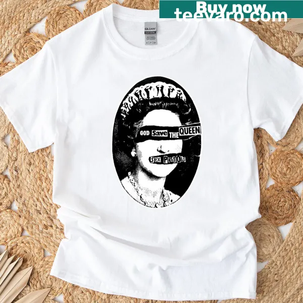 Typography design featuring 'God Save The Queen' on a t-shirt