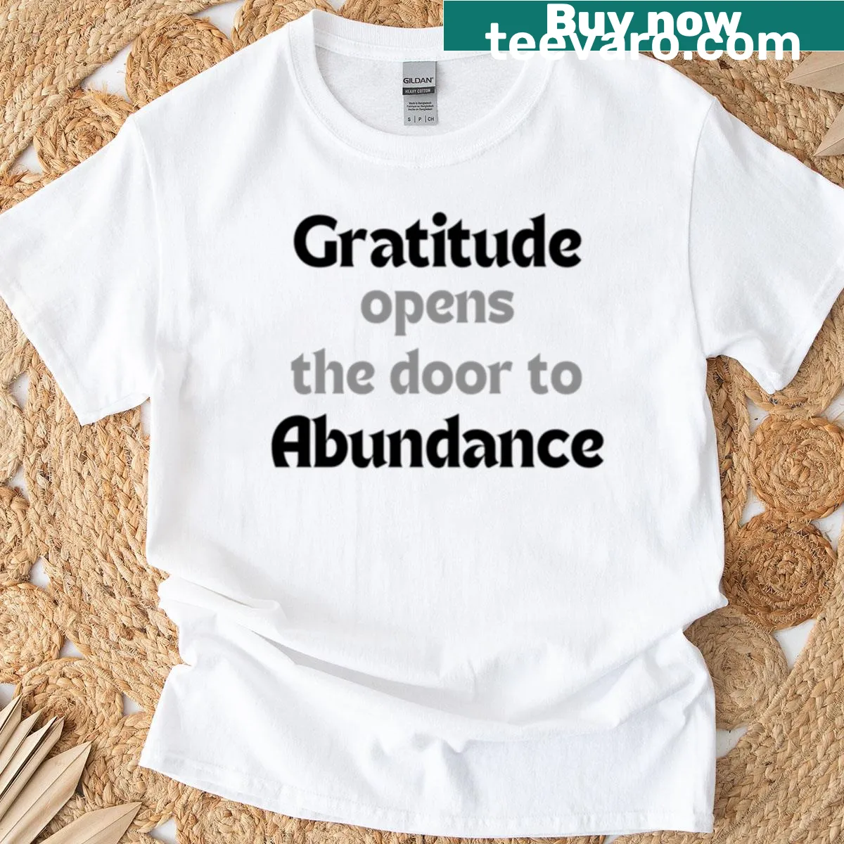 Inspirational quote t-shirt about gratitude and abundance — on a men's t-shirt