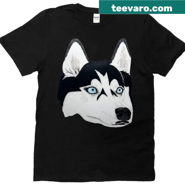 Hand-painted Siberian Husky illustration on T-shirt