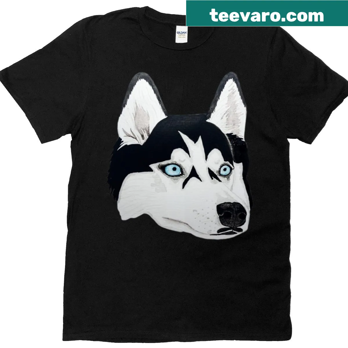 Hand-painted Siberian Husky illustration on T-shirt — on a men's t-shirt