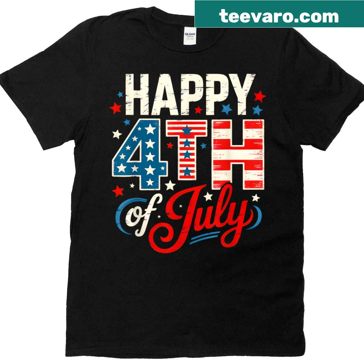 American flag design on a patriotic Fourth of July T-shirt — on a men's t-shirt