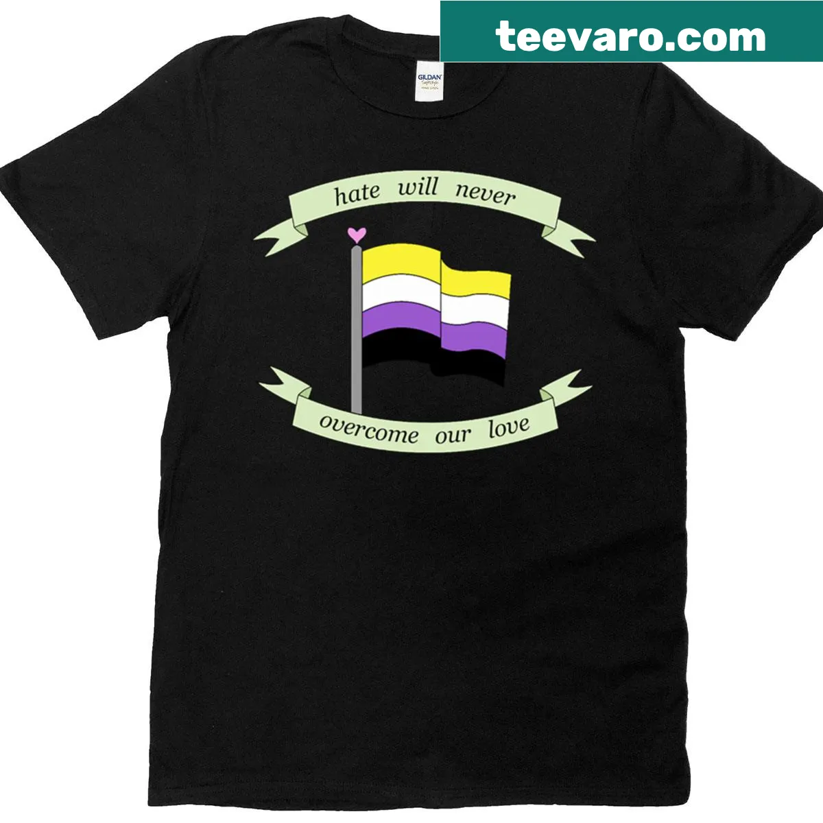 Nonbinary pride flag and love quote on a T-shirt — on a men's t-shirt