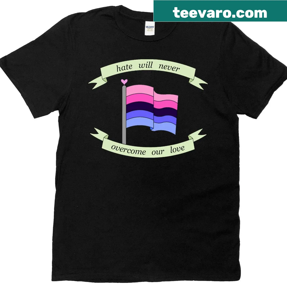 Omnisexual pride flag graphic T-shirt — on a men's t-shirt