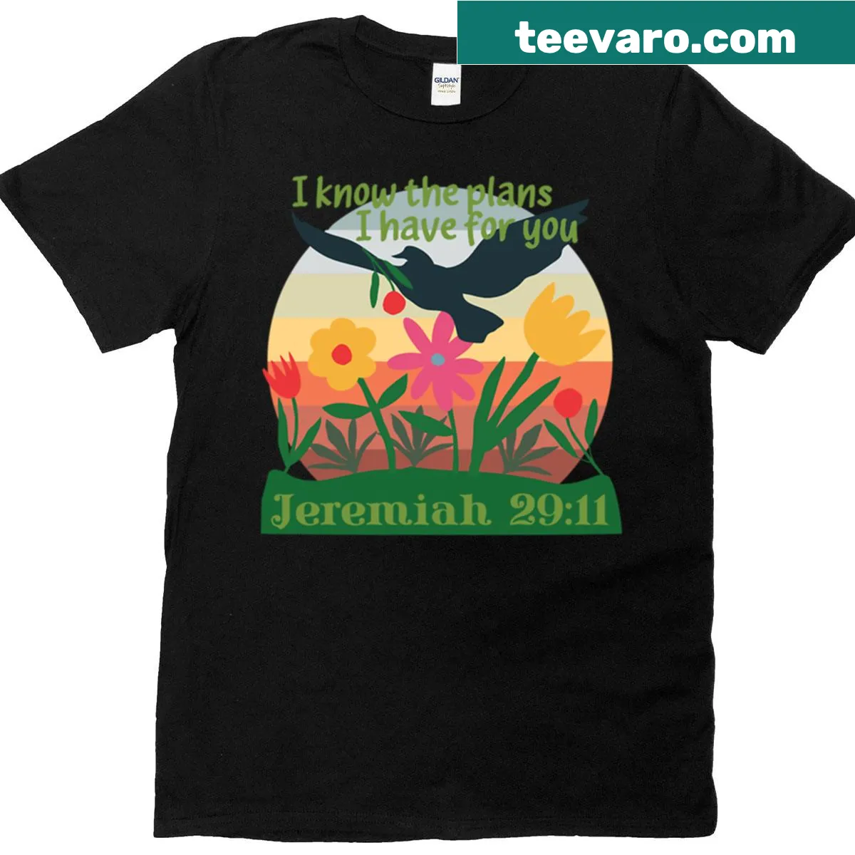 Inspirational T-shirt featuring Jeremiah 29:11 Bible verse — on a men's t-shirt