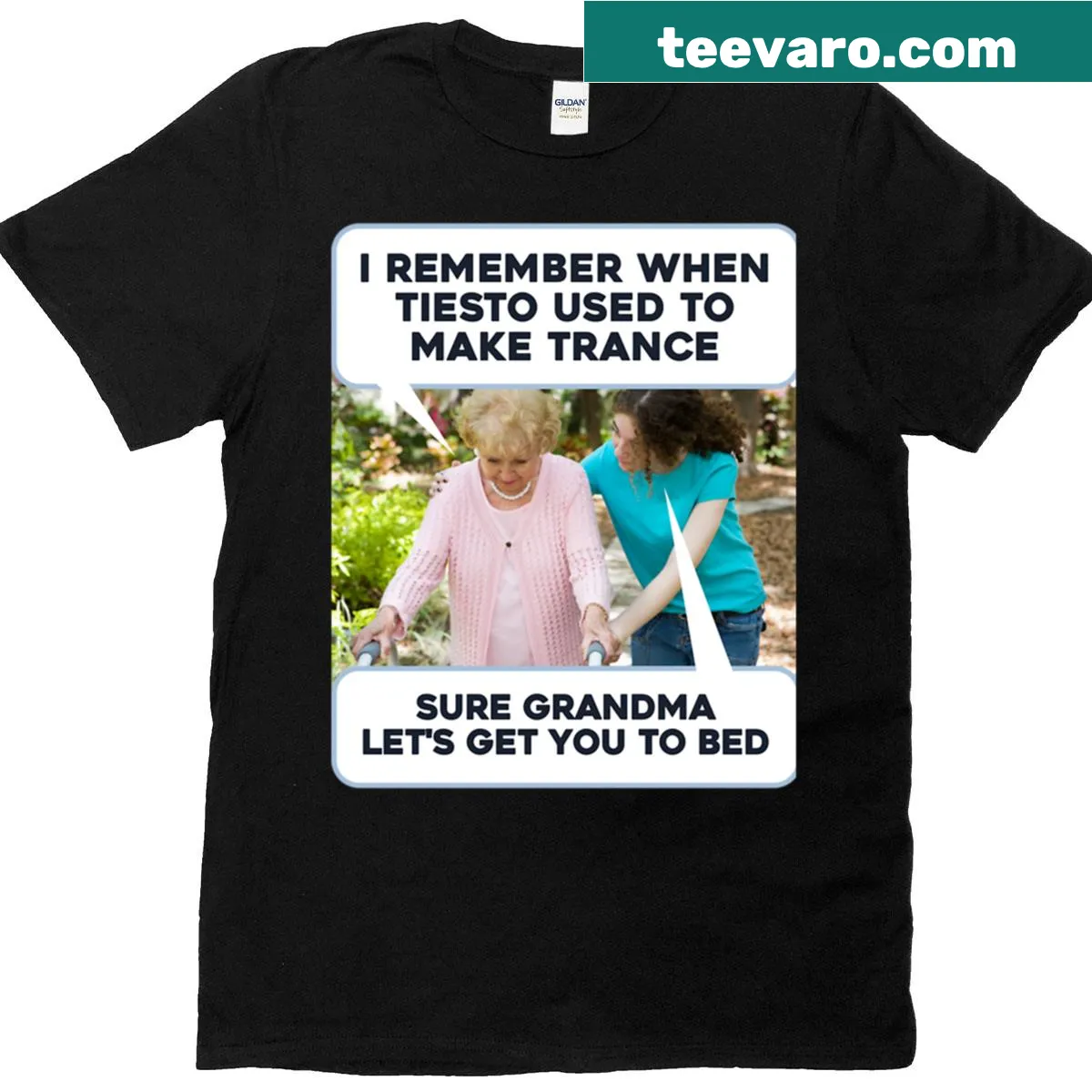 Nostalgic T-shirt referencing Tiesto and trance music — on a men's t-shirt