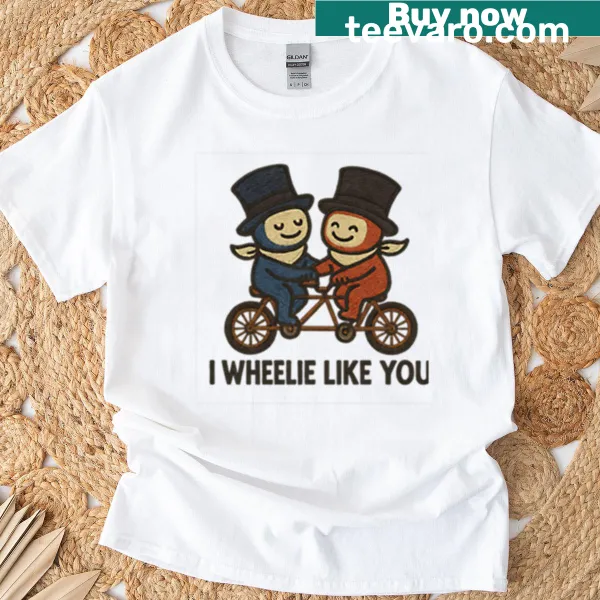 Cute tandem bike embroidered patch design on T-shirt