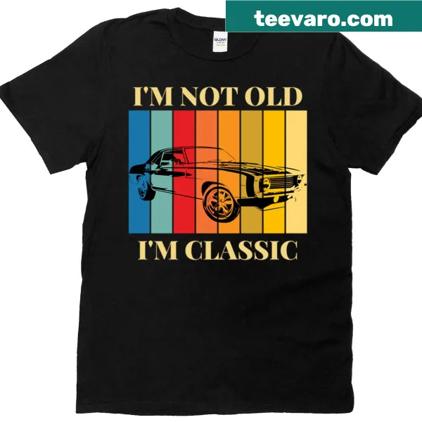 Vintage t-shirt with 'I'm Not Old, I'm Retro' text and muscle car graphic