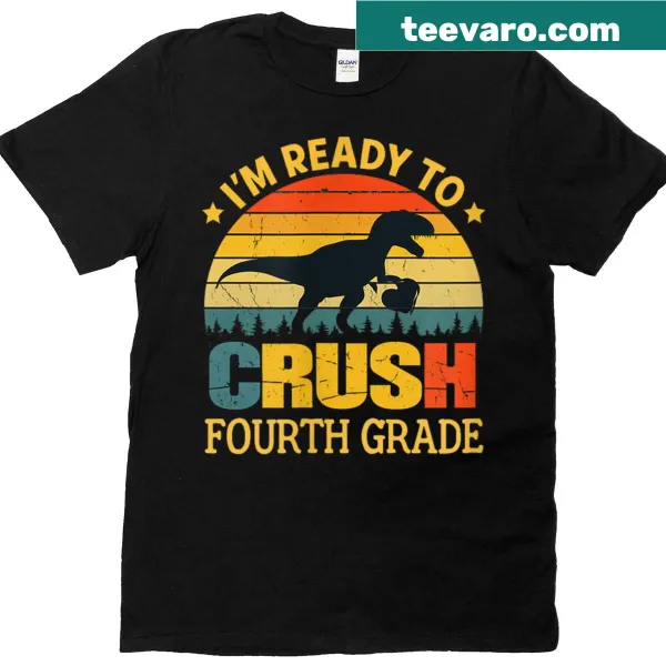Dinosaur-themed back to school t-shirt for 4th graders