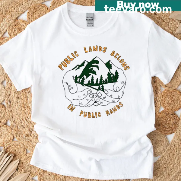 T-shirt with the phrase 'In Public Hands' in playful typography
