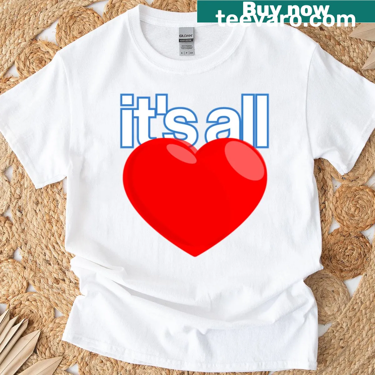 Cute T-shirt with the phrase 'It's All Love' in white text. — on a men's t-shirt