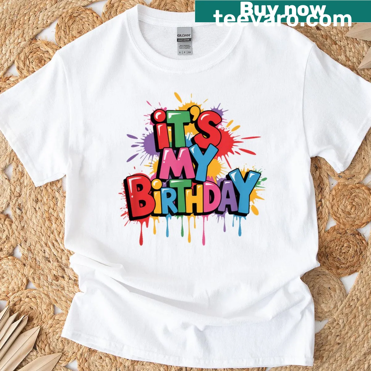 Inclusive birthday t-shirt for everyone featuring playful design — on a men's t-shirt