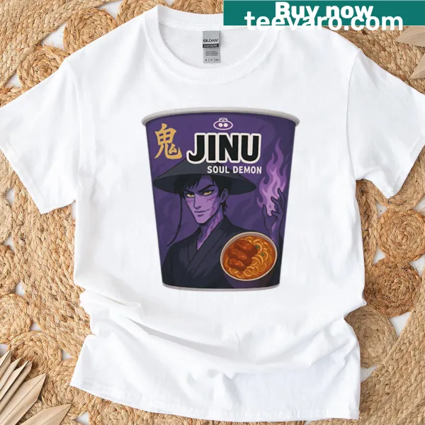 Graphic T-shirt featuring various ramen flavors