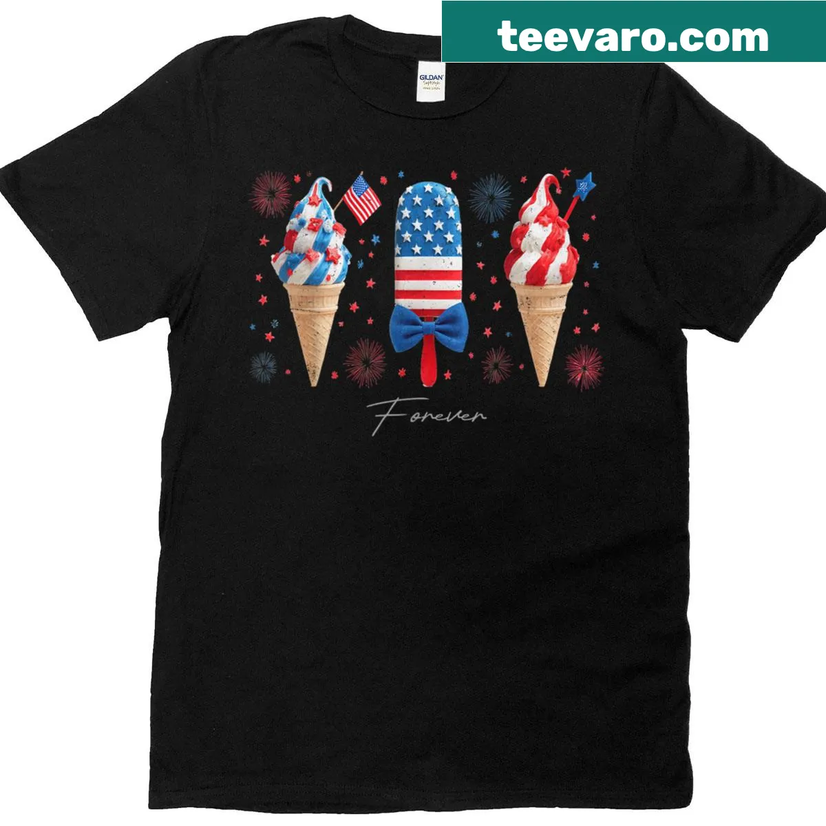 Patriotic T-shirt with American flag design for July 4th — on a men's t-shirt