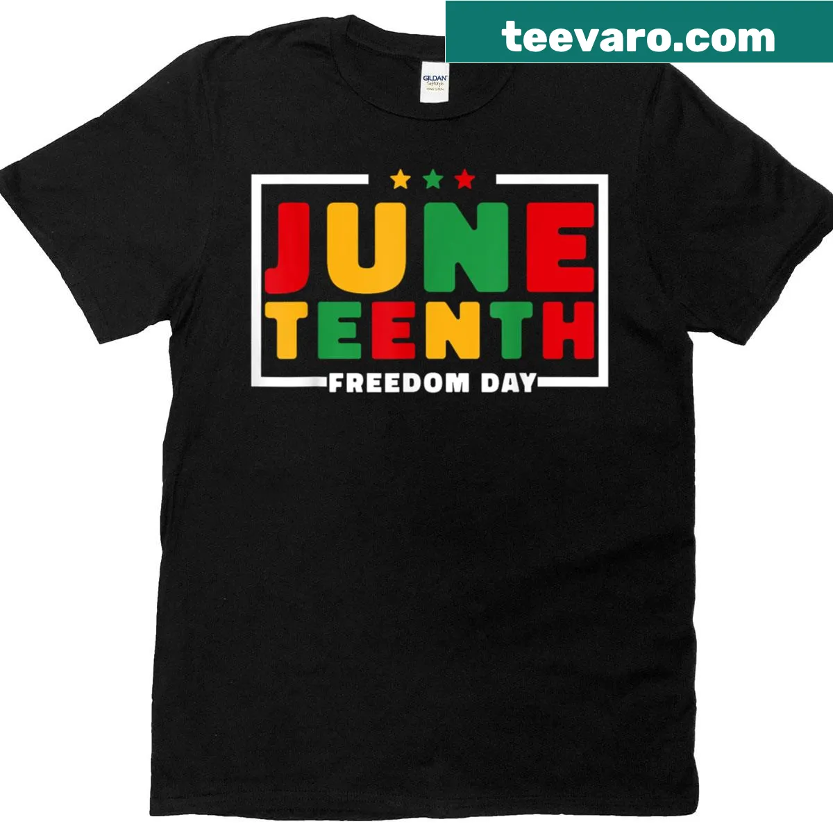 Juneteenth Freedom Day commemorative T-shirt — on a men's t-shirt