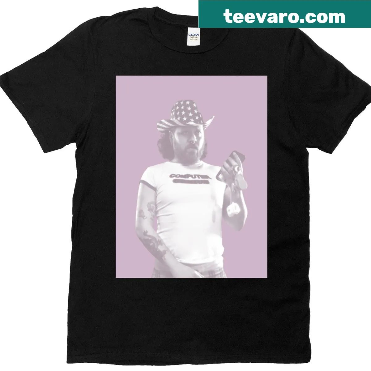 Junior Healy T-shirt with whimsical cartoon graphics — on a men's t-shirt