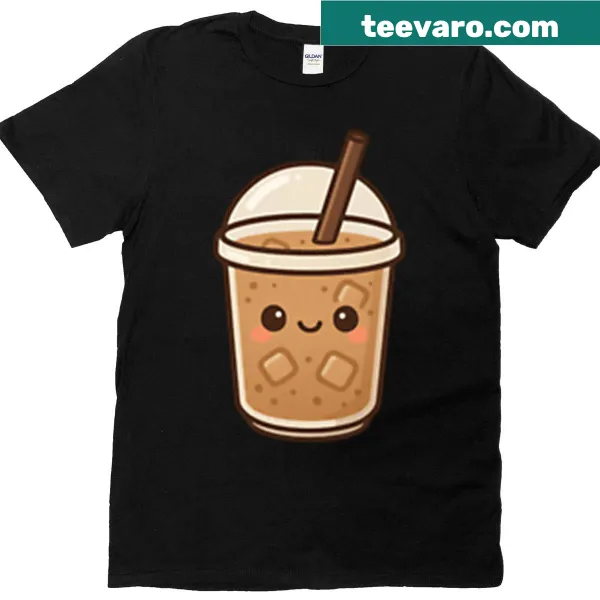 Cute iced coffee illustration on a t-shirt
