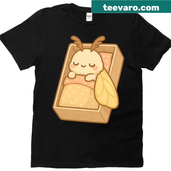 Charming chibi matchbox moth design on a t-shirt