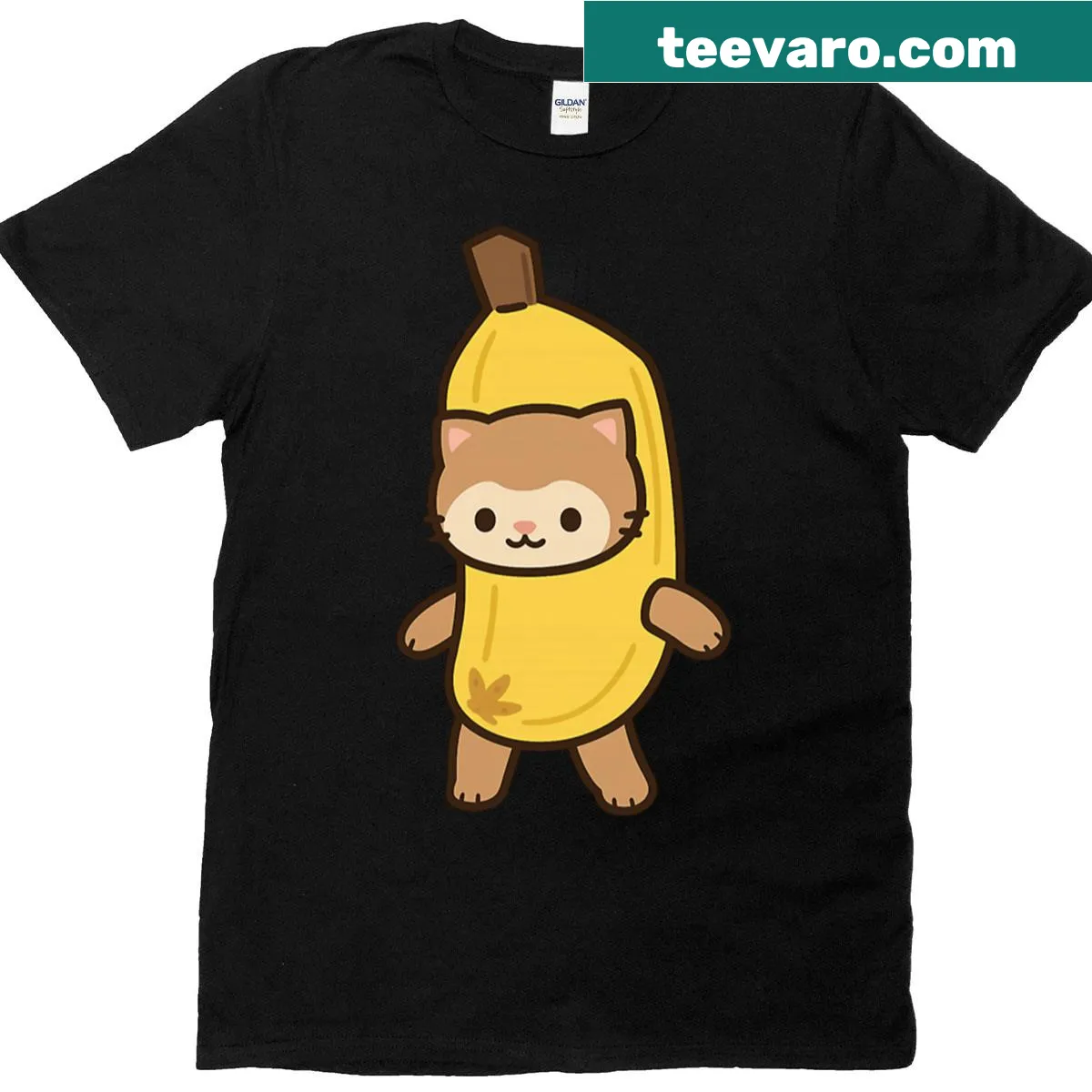 Cute kitten in banana costume T-shirt — on a men's t-shirt