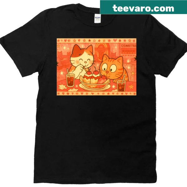 Illustration of two kitties in love on a t-shirt