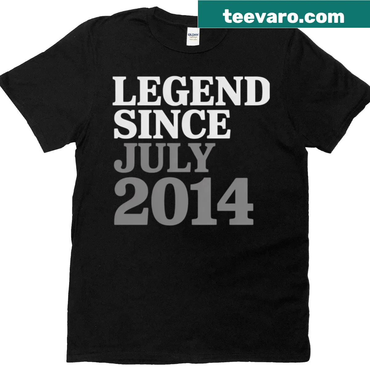 T-shirt with 'Legend Since July 2014' text for birthdays — on a men's t-shirt
