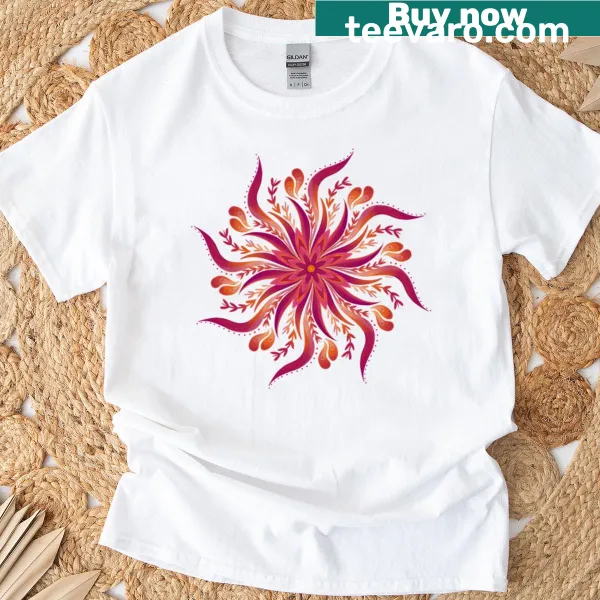 T-shirt featuring a mandala design representing love and unity