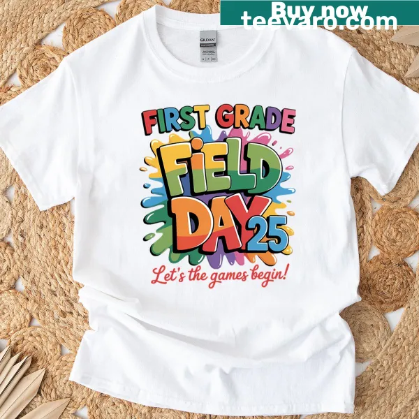 Cheerful design for first-grade field day on a T-shirt