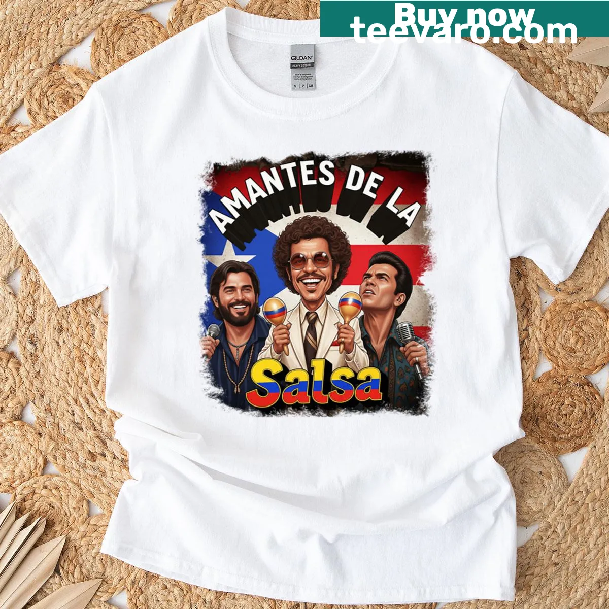 Bold salsa music graphic t-shirt celebrating salsa culture — on a men's t-shirt