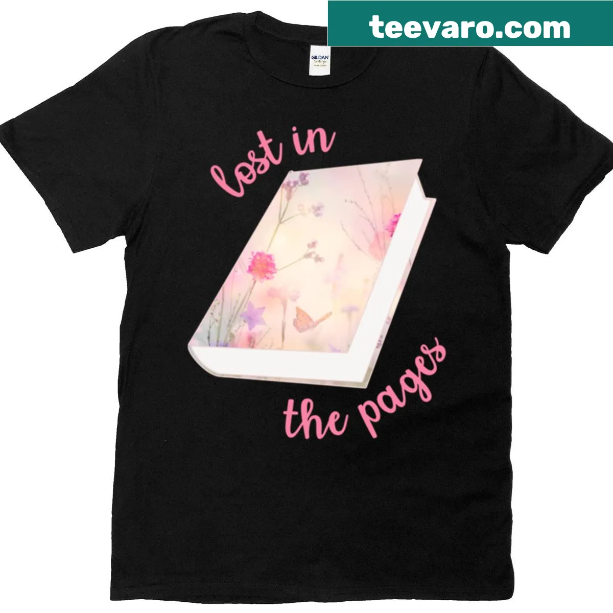 T-shirt featuring the phrase Lost In The Pages, perfect for readers — on a men's t-shirt