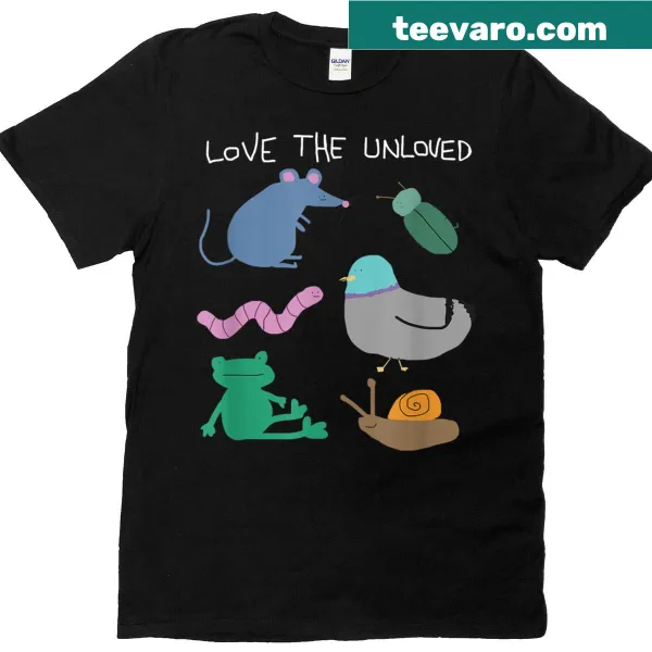 Funny T-shirt with a rat, frog, and pigeon design