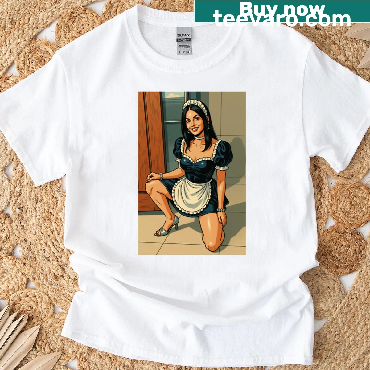 Illustrative Maid In France t-shirt celebrating French culture — on a men's t-shirt
