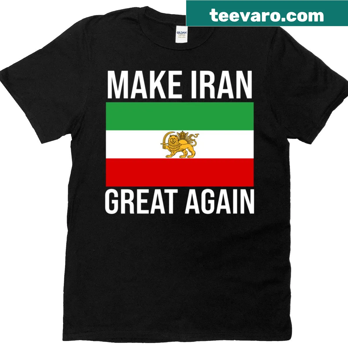 T-shirt with 'Make Iran Great Again' and democracy support text — on a men's t-shirt