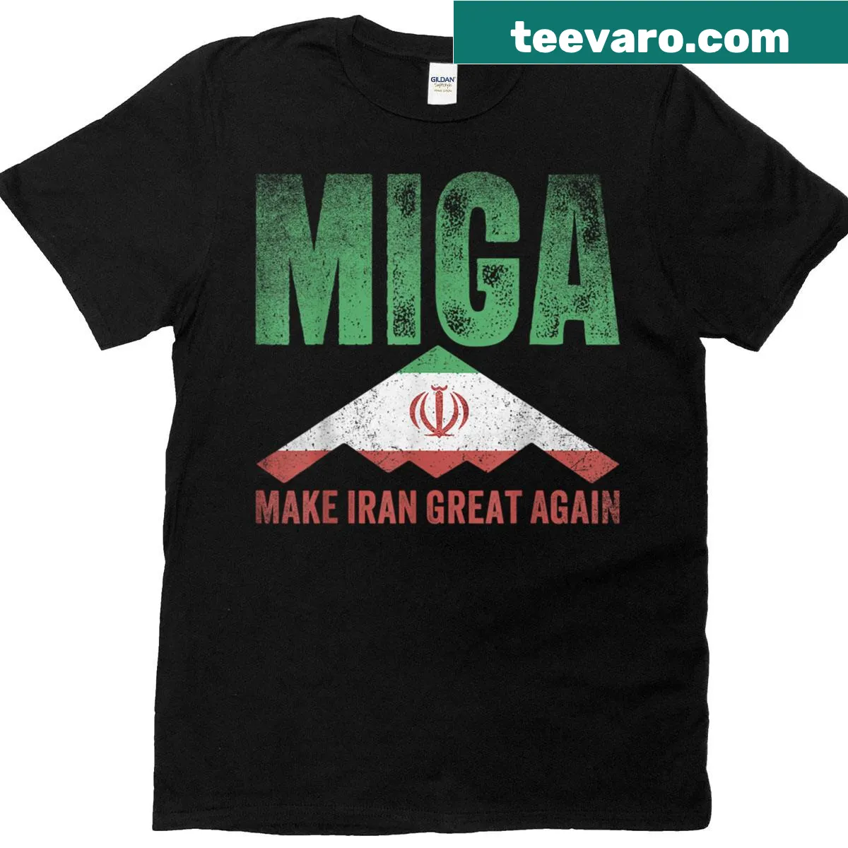 T-shirt with 'Make Iran Great Again' and democracy support text — on a men's t-shirt