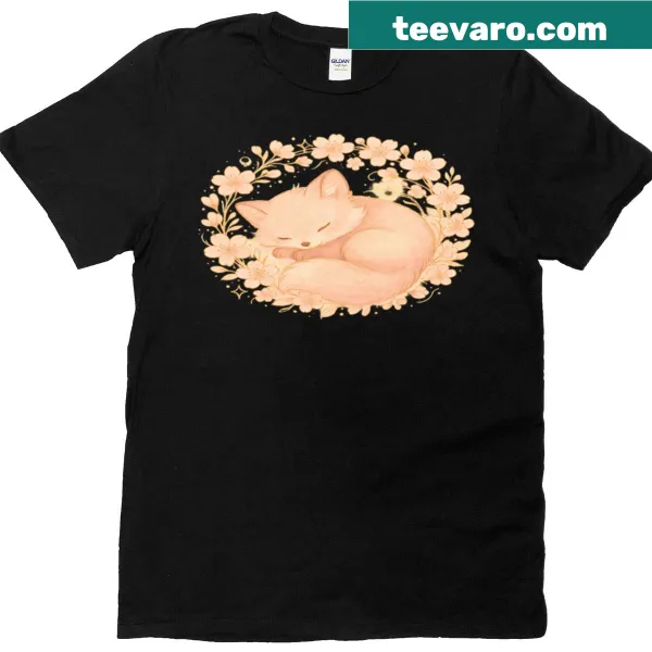 Cartoon fox design on a pastel watercolor T-shirt