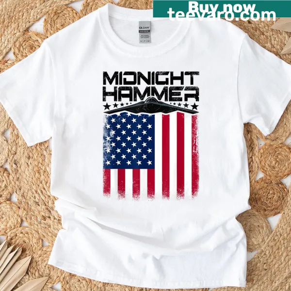 B-2 Stealth Bomber graphic T-shirt with USA flag design