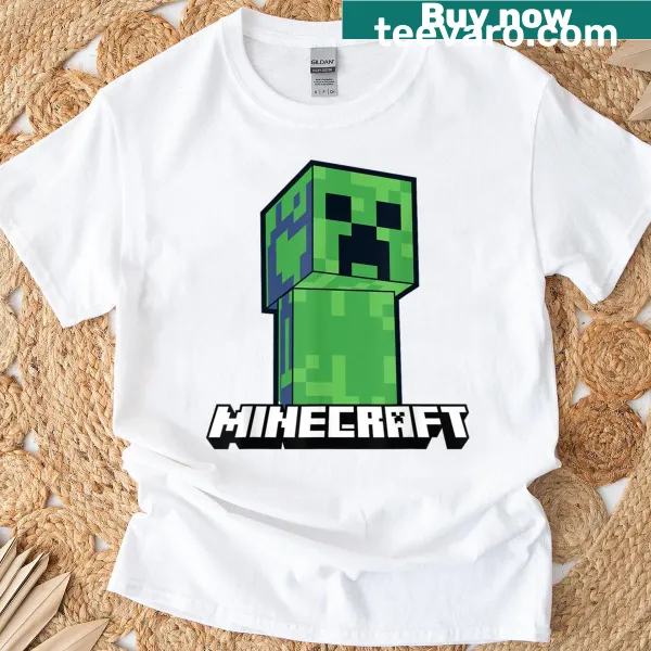 Cartoon Creeper face on a T-shirt from Minecraft