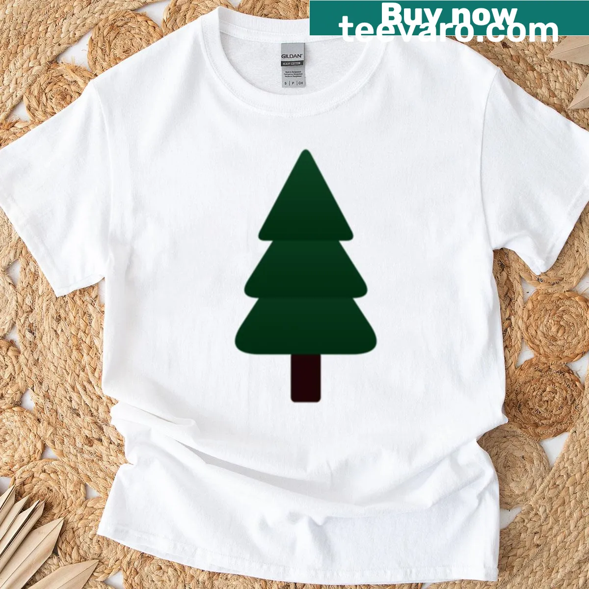 Minimal silhouette of a pine tree T-shirt — on a men's t-shirt