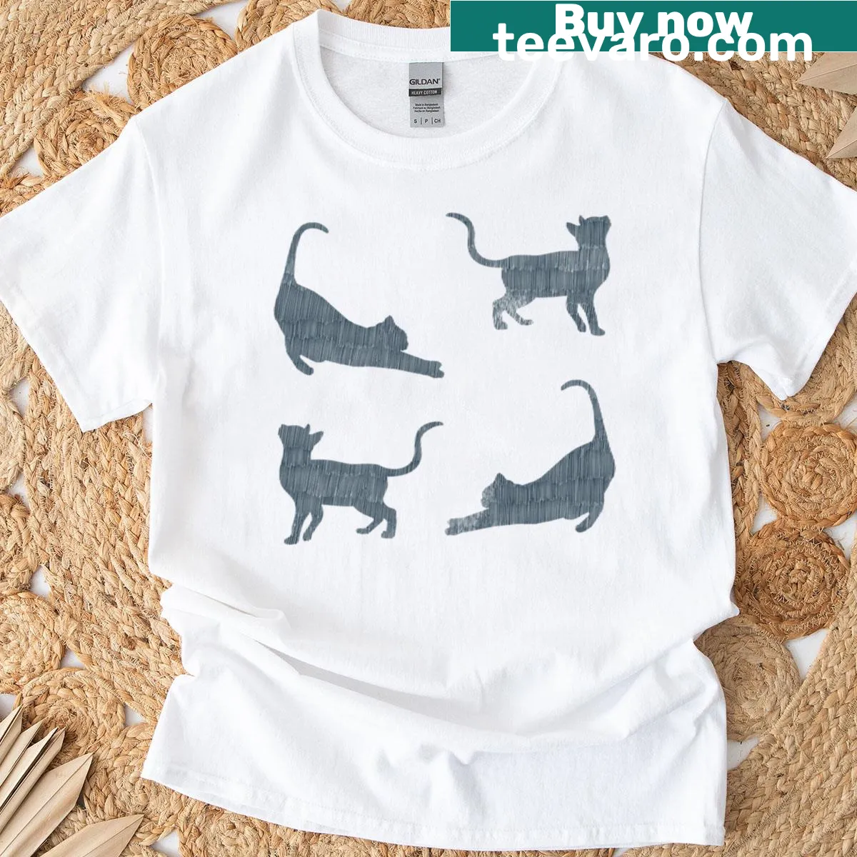 Minimalist line art cats silhouette on T-shirt — on a men's t-shirt