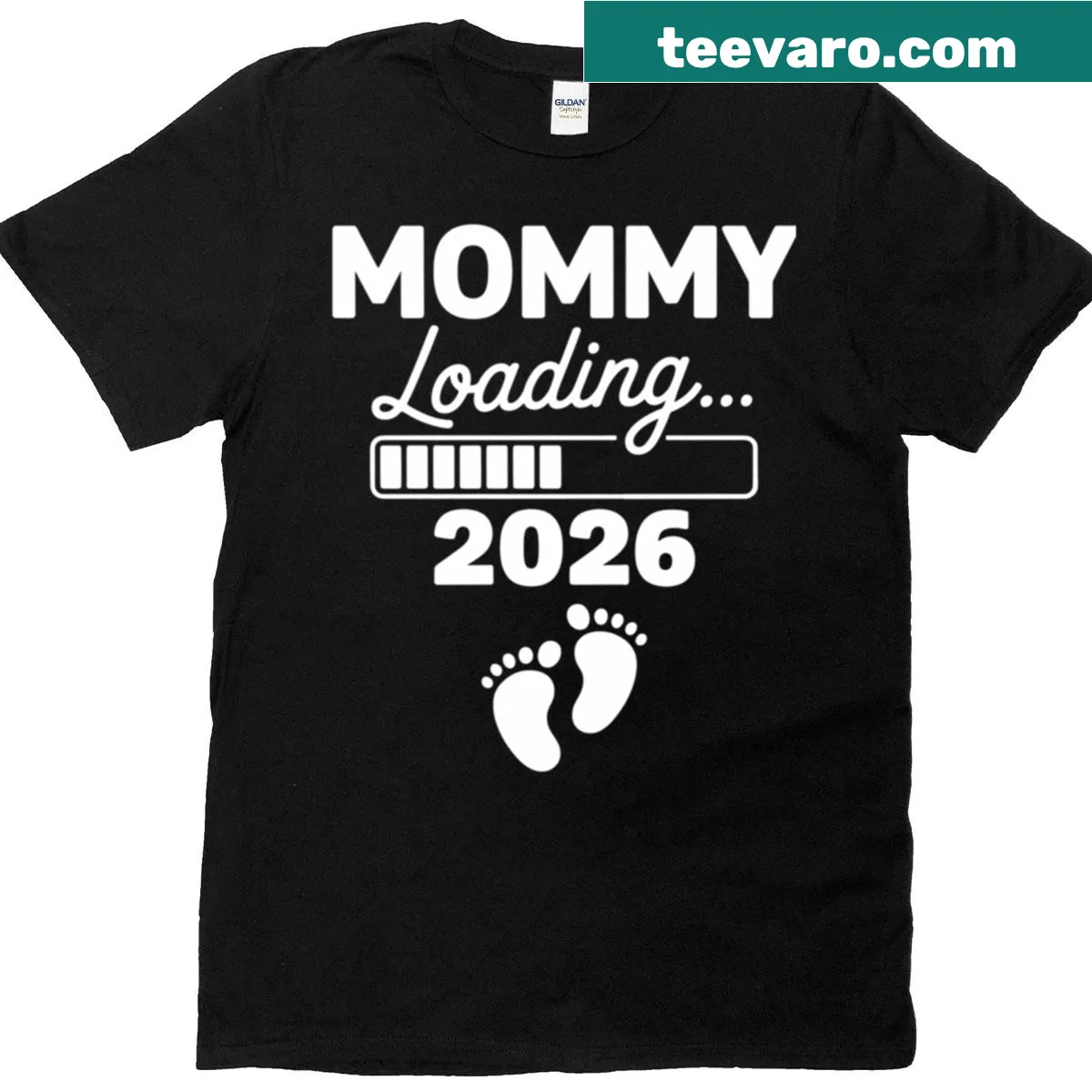 Playful Mommy Loading 2026 baby announcement t-shirt — on a men's t-shirt