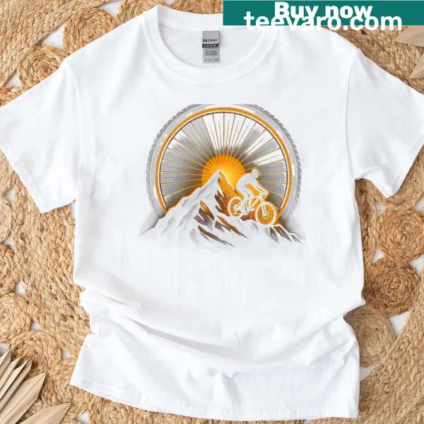 Graphic t-shirt featuring a mountain bike design