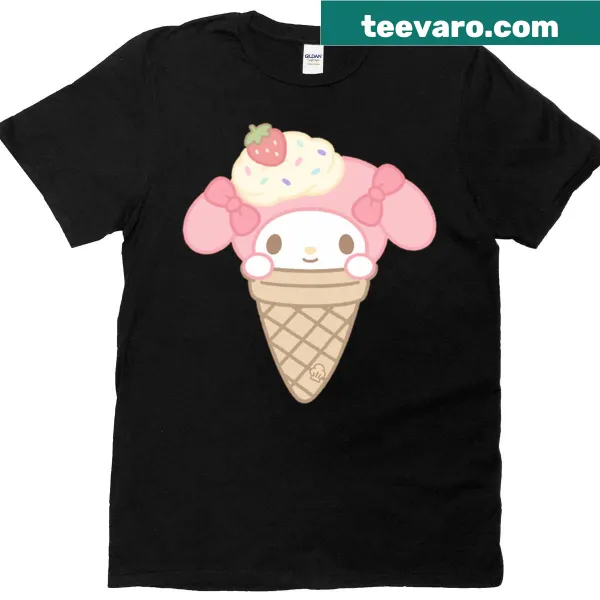 T-shirt featuring My Melody with an ice cream cone in a cute design
