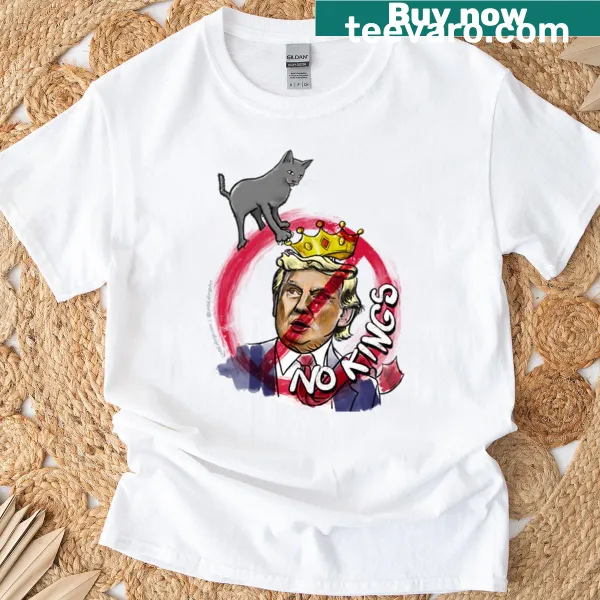 Illustrative cat versus crown graphic T-shirt