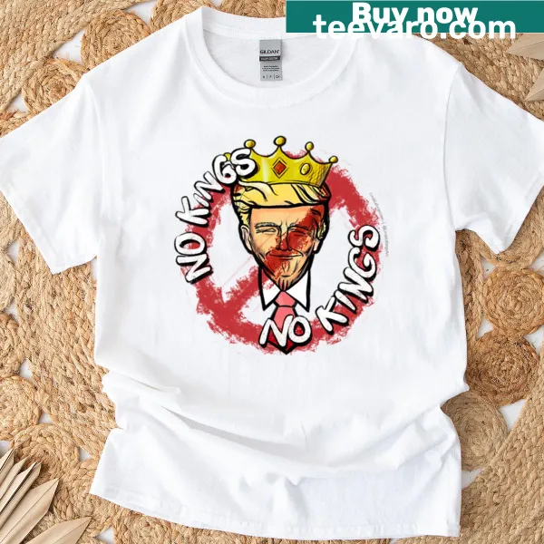 Bold typography on No Kings t-shirt expressing a rebellious message.
