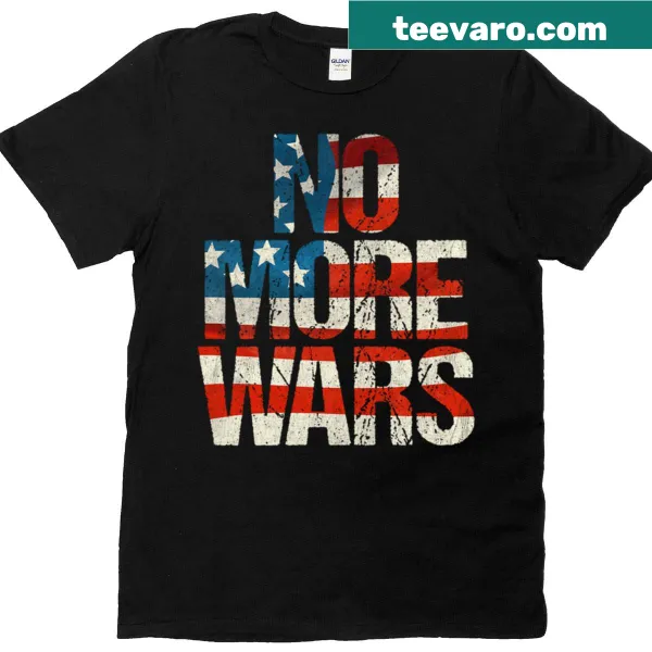 Typography shirt with No More Wars message