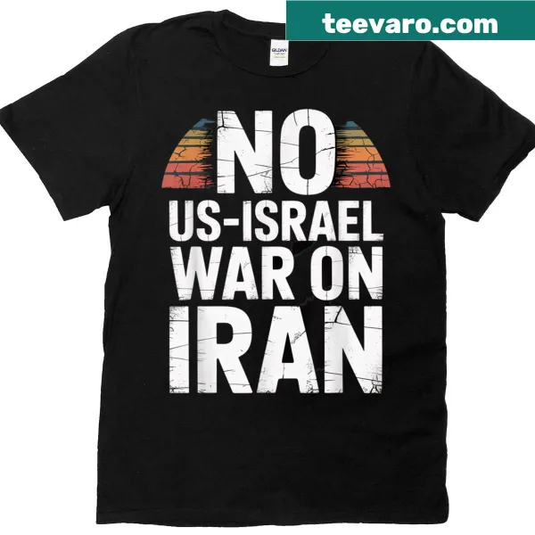 T-shirt featuring bold text 'No Us - Israel War' design.