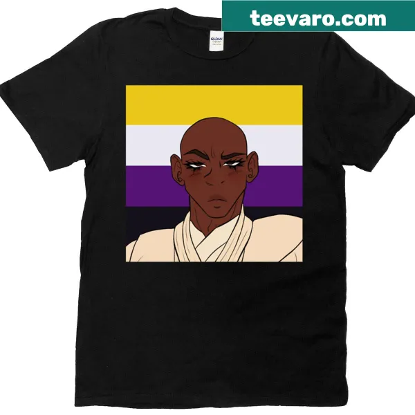T-shirt featuring a non-binary version of Mace Windu from sci-fi