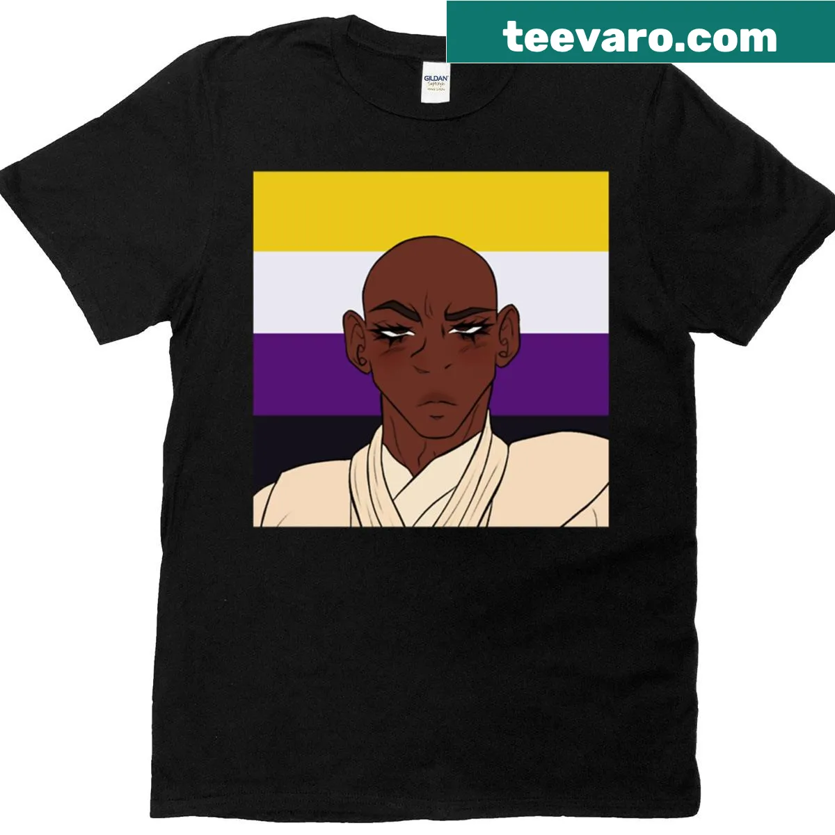 T-shirt featuring a non-binary version of Mace Windu from sci-fi — on a men's t-shirt