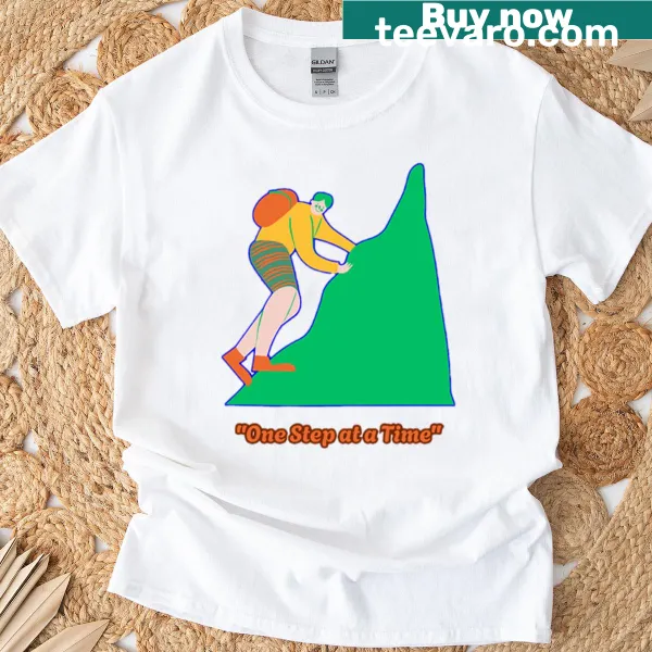 Motivational typography design on a t-shirt about taking steps forward
