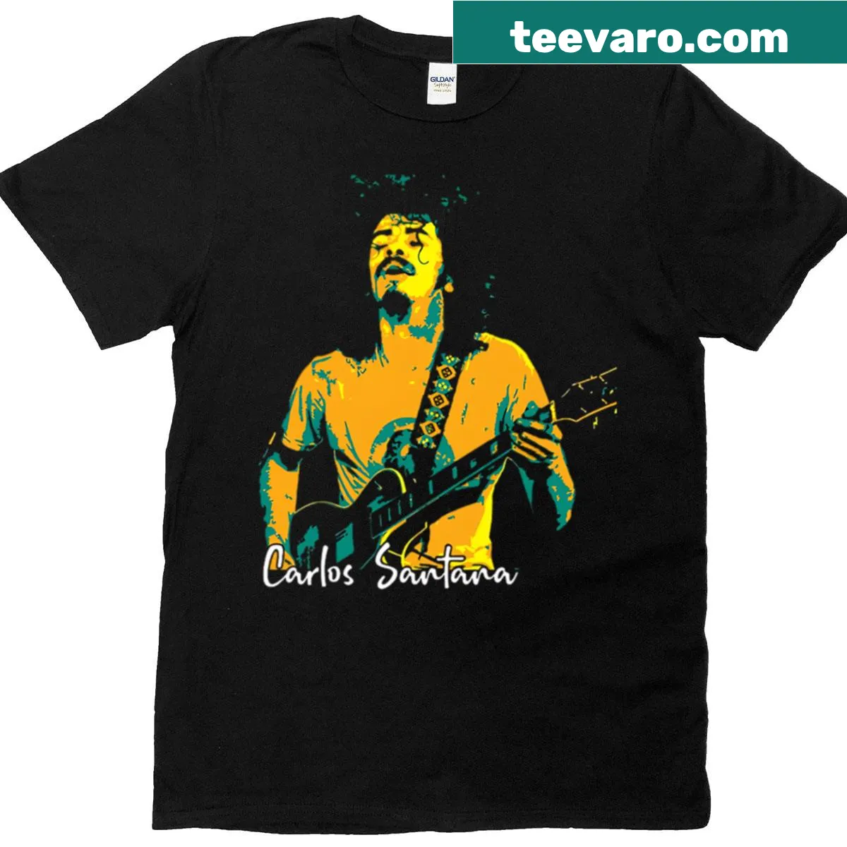 Vintage-inspired Oneness Tour Carlos Santana t-shirt design — on a men's t-shirt