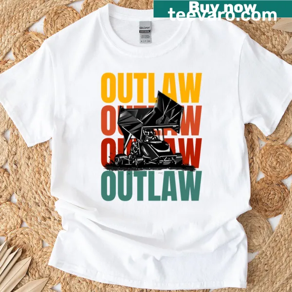 Graphic tee featuring outlaw kart racing design
