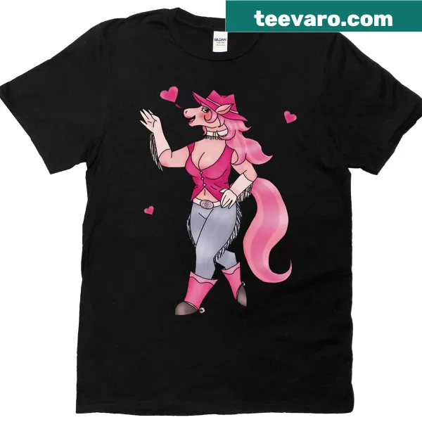 Illustration of a pink pony on a kids' t-shirt
